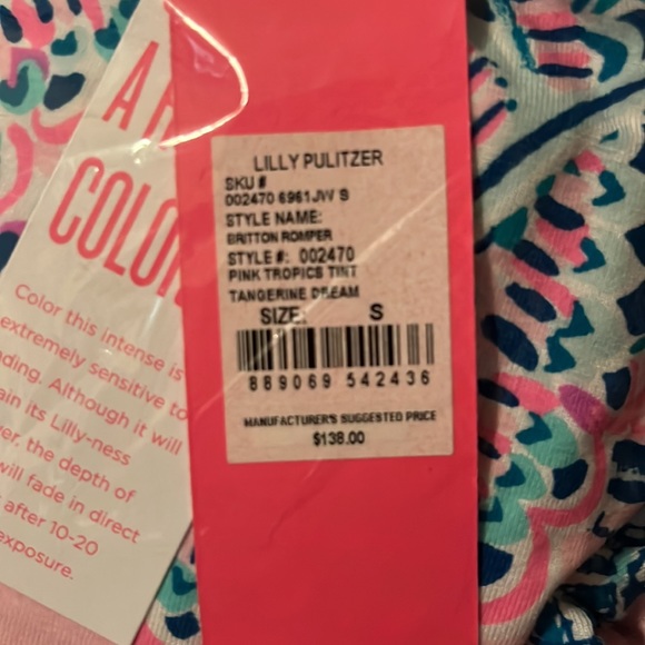 Lilly Pulitzer Britton Romper Pink Tropics Tint Tangerine Dream - Picture 11 of 11